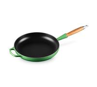 Le Creuset Signature Cast Iron Frying Pan with Wooden Handle in Bamboo Green 28cm