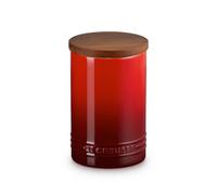 Le Creuset Signature Salt Cellar and Storage Canister with Wood Lid, 26 oz., Cerise
