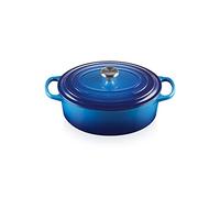 Le Creuset Signature Enamelled Cast Iron Casserole Dish with Lid - Oval, 25 cm, 3.2 Litres, Azure, 21178252202430