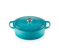 Le Creuset Signature Enamelled Cast Iron Casserole Dish with Lid - Oval, 25 cm, 3.2 Litres, Teal, 211782517