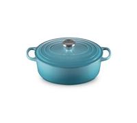 Le Creuset Signature Enamelled Cast Iron Casserole Dish with Lid - Oval, 27 cm, 4.1 Litres, Caribbean