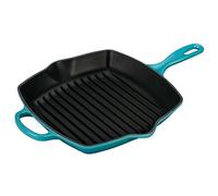 LE CREUSET Signature Enamelled Cast Iron Grillit Frying Pan with Helper Handle and Two Pouring Lips, for All Hob Types and Ovens, 26 cm, Teal, 20183261700422, Caribbean