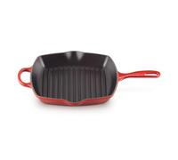 LE CREUSET Signature Enamelled Cast Iron Grillit Frying Pan with Helper Handle and Two Pouring Lips, for All Hob Types and Ovens, 26 cm, Cerise, 20183260600422, Cherry Red