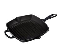 LE CREUSET Signature Enamelled Cast Iron Grillit Frying Pan with Helper Handle and Two Pouring Lips, for All Hob Types and Ovens, 26 cm, Matte Black, 20183260000422
