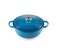 Le Creuset Signature Enamelled Cast Iron La Marmite Casserole Dish with Lid, 26 cm, 4.1 Litre, Marseille Blue, 21114262000430