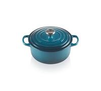 Le Creuset Signature Enamelled Cast Iron Round Casserole Dish With Lid, 20 cm, 2.4 Litres, Deep Teal, 21177206422430