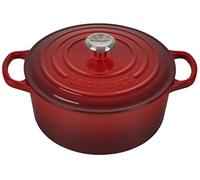 Le Creuset Signature Enamelled Cast Iron Round Casserole Dish With Lid, 22 cm, 3.3 Litre, Cerise, 21177220602430