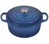 Le Creuset Signature Enamelled Cast Iron Round Casserole Dish With Lid, 22 cm, 3.3 Litre, Marseille Blue, 211772220