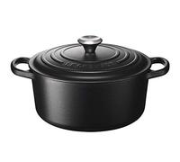 Le Creuset Signature Enamelled Cast Iron Round Casserole Dish With Lid, 22 cm, 3.3 Litre, Matte Black, 21177220000430