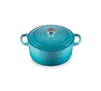 Le Creuset Signature Enamelled Cast Iron Round Casserole Dish With Lid, 22 cm, 3.3 Litre, Teal, 21177221702430