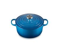 Le Creuset Signature Enamelled Cast Iron Round Casserole Dish With Lid, 24 cm, 4.2 Litre, Marseille Blue, 211772420