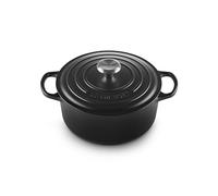 LE CREUSET Signature Enamelled Cast Iron Round Casserole Dish With Lid, 24 cm, 4.2 Litres, Matte Black, 21177240002430