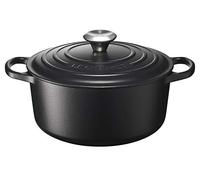 Le Creuset Signature Enamelled Cast Iron Round Casserole Dish With Lid, 24 cm, 4.2 Litres, Matte Black, 21177240000430