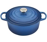 Le Creuset Signature Enamelled Cast Iron Round Casserole Dish With Lid, 26 cm, 5.3 Litre, Marseille Blue, 211772620