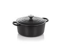 Le Creuset Signature Enamelled Cast Iron Round Casserole Dish With Lid, 26 cm, 5.3 Litre, Matte Black, 21177260000430