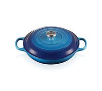 Le Creuset Signature Enamelled Cast Iron Shallow Casserole Dish With Lid, 30 cm, 3.2 Litres, Azure, 21180262202430