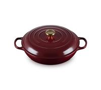 Le Creuset Signature Enamelled Cast Iron Shallow Casserole Dish With Lid, 30 cm, 3.2 Litres, Garnet, 21180309494441