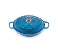 Le Creuset Signature Enamelled Cast Iron Shallow Casserole Dish With Lid, 30 cm, 3.2 Litres, Marseille Blue, 211803020