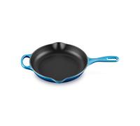 LE CREUSET Signature Enamelled Cast Iron Skillet Frying Pan with Helper Handle and Two Pouring Lips, for All Hob Types and Ovens, 23 cm, Azure, 20182232200422