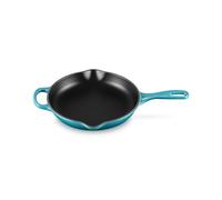 LE CREUSET Signature Enamelled Cast Iron Skillet Frying Pan with Helper Handle and Two Pouring Lips, 23 cm Teal, 20182231700422