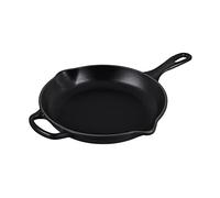 LE CREUSET Signature Enamelled Cast Iron Skillet Frying Pan with Helper Handle and Two Pouring Lips, 23 cm, Matte Black, 20182230000422