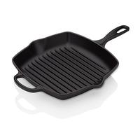 LE CREUSET Signature Enamelled Cast Iron Grillit Frying Pan with Helper Handle and Two Pouring Lips, for All Hob Types and Ovens, 26 cm, Matte Black, 20183260000422