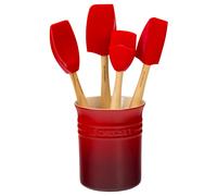 Le Creuset Silicone Craft Series Utensil Set with Stoneware Crock, 5 pc., Cerise