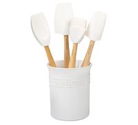 Le Creuset Silicone Craft Series Utensil Set with Stoneware Crock, 5 pc., White