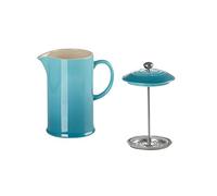 LE CREUSET Stoneware Cafetière French Press with Stainless Steel Plunger, 1 Litre, Serves 3-4 Cups, Caribbean, 91028200490000