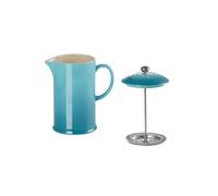 Le Creuset Stoneware Cafetière French Press with Stainless Steel Plunger, 1 Litre, Serves 3 - 4 Cups, Teal, 91028200490000