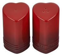 Le Creuset Stoneware Heart Shaped Salt & Pepper Shakers, 4 oz. Each, Cerise