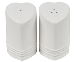Le Creuset Stoneware Heart Shaped Salt & Pepper Shakers, 4 oz. Each, White