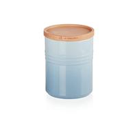 Le Creuset Stoneware Medium Storage Jar with Wooden Lid, Stoneware, 540 ml, 10 cm, Coastal Blue, 91044401256099