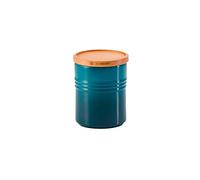 LE CREUSET Stoneware Medium Storage Jar with Wooden Lid, Stoneware, 540 ml, 10 cm, Deep Teal, 91044401642099