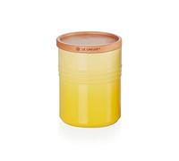LE CREUSET Stoneware Medium Storage Jar with Wooden Lid, Stoneware, 540 ml, 10 cm, Soleil, 91044401403099