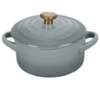 Le Creuset Stoneware Mini Round Cocotte, 8oz., Sea Salt with Gold Heart Knob