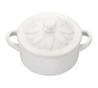 Le Creuset Stoneware Mini Round Cocotte with Flower Lid 8oz. White