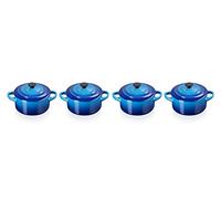 Le Creuset Stoneware Miniature Round Casseroles, Set of 4, 250 ml, ⌀ 10 cm, Azure, 79212102200100