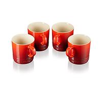 Le Creuset Stoneware Mugs, Set of 4, 350 ml each, Cerise, 4 Count (Pack of 1)