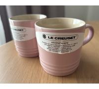 LE CREUSET stoneware Pair of cappuccino mugs, 200 ML, Chiffon Pink NEW