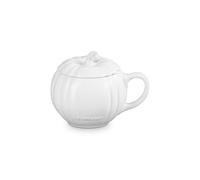 Le Creuset Stoneware Pumpkin Mug with Lid, 14 oz., White