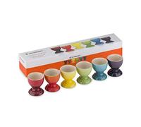 Le Creuset Stoneware Rainbow Egg Cups, Set of 6, Cherry, Volcanic, Soleil, Palm, Teal and Ultra Violet, 91041600470010