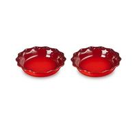 Le Creuset Stoneware Set of 2 Heritage Fluted Pie Dish, 9", Cerise