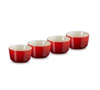 Le Creuset Stoneware Set of 4 100ml Mini Round Ramekins, Cerise, 79109100600000