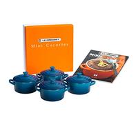 Le Creuset Stoneware Set of 4 Mini Cocottes with Cookbook, 8 oz. each, Marseille