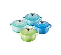 Le Creuset stoneware Set of 4 Petite Casseroles, 200 ml, Palm/Cool Mint/Teal/Marseille Blue, 79212105139100
