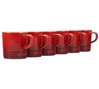 LE CREUSET Stoneware Set of 6 London Mugs, 12 oz. Each, Cerise