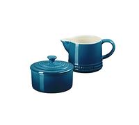 Le Creuset Stoneware Signature, Deep Teal Cream & Sugar Set, Cream: 300 ml, Sugar: 8oz