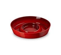 Le Creuset Stoneware Signature Oval Chip and Dip Platter, 13", Cerise