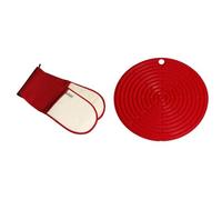 Le Creuset Textiles Double Oven Glove - Red with Matching Silicone Cool Tool